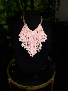 White or Pink Cluster Pearl Necklace