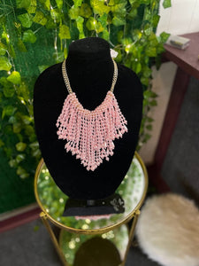 White or Pink Cluster Pearl Necklace