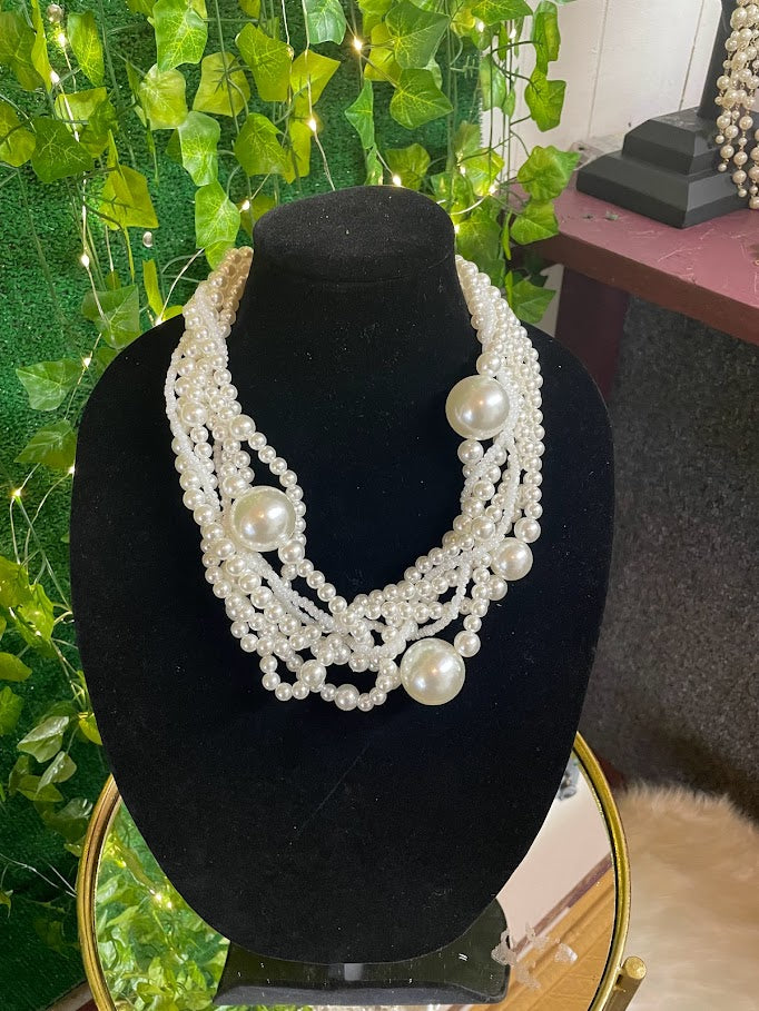 Long Twisted Pearl Necklace